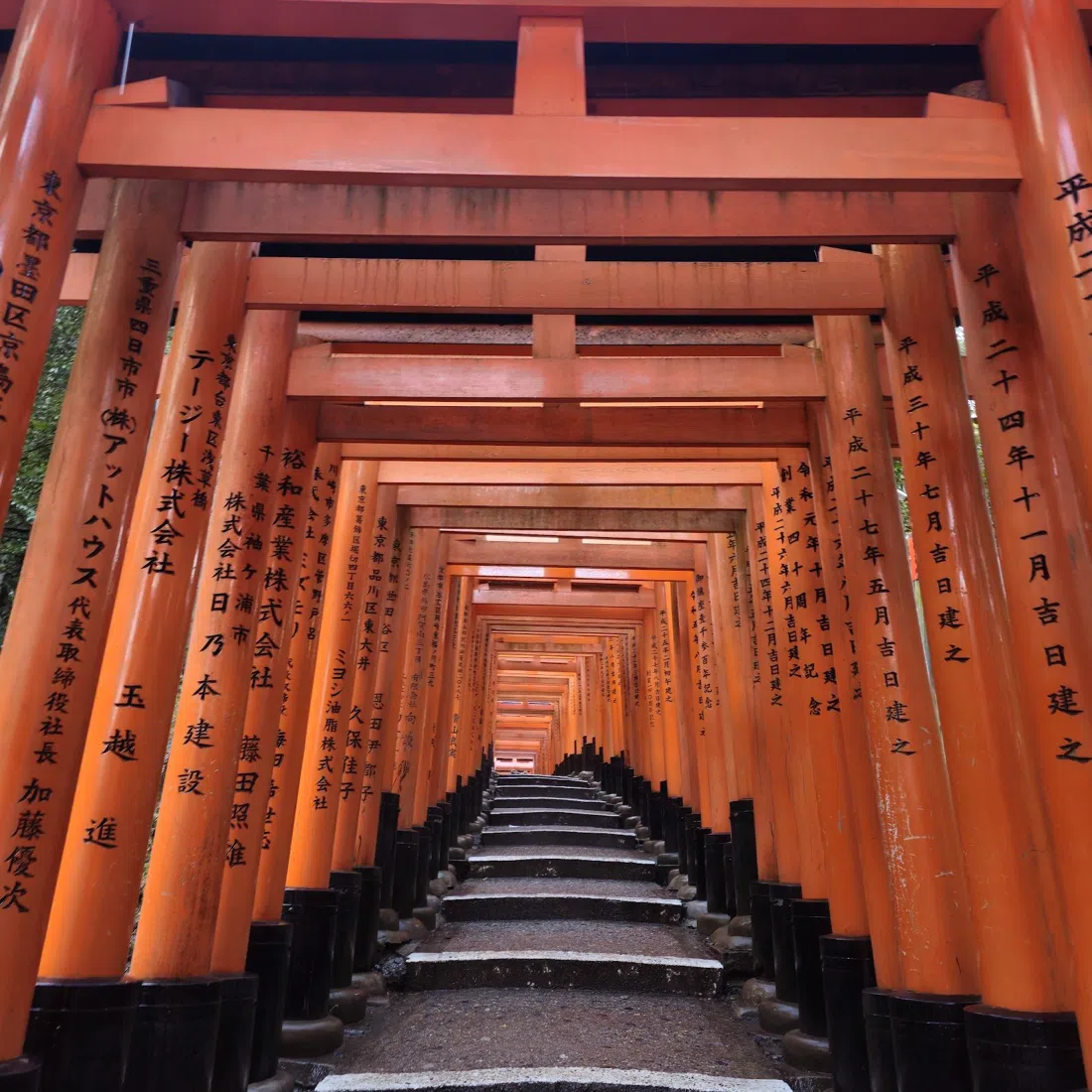 Senbon Torii and Okusha Hohaisho (Omokaru-ishi stones), Kyoto